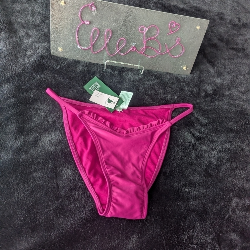 NWT Wild Fable Pink Purple Front Ruffle Bikni Bottom S